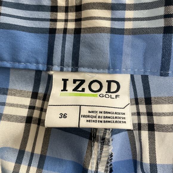 Izod Blue Plaid Men's Athletic Shorts - Picture 5 of 6